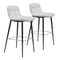 Modern Home Set of 2 White and Black Curved Upholstered Bar Chairs 40.25&#x22;